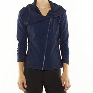 Lucy Hatha Asymmetrical Zip Sweatshirt Jacket in Navy/Black - Sz S - NWT